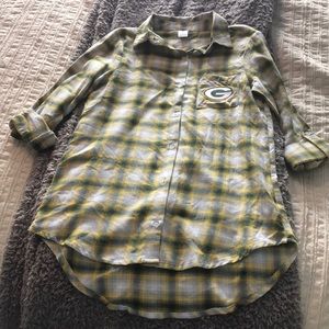 NWOT Packers plaid button down shirt